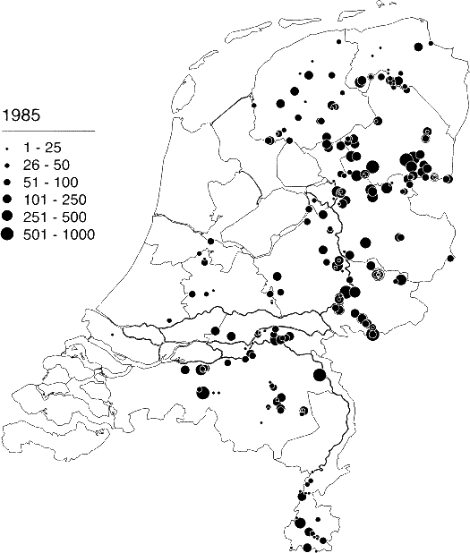 Verspreiding van de Roek in Nederland in 1985